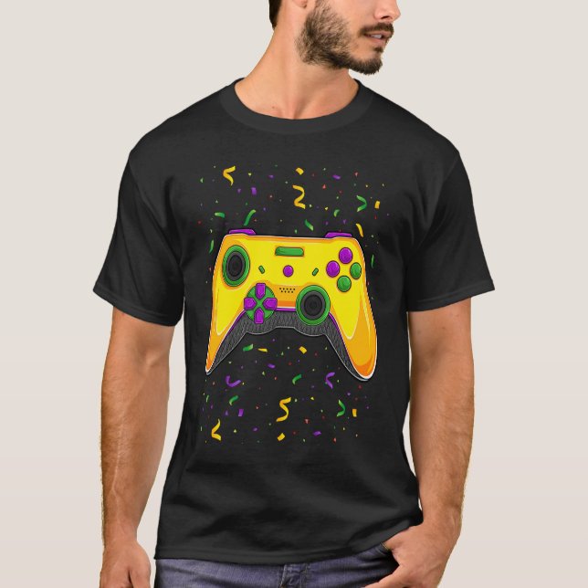 Mardi Gras Video Game Controller Jester Hat Costum T-Shirt (Vorderseite)