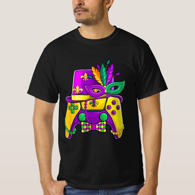 Mardi Gras Video Game Controller Jester Hat Costum T-Shirt (Vorderseite)