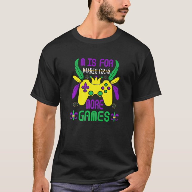 Mardi Gras Video Game Controller T-Shirt (Vorderseite)