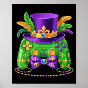 Mardi Gras Videospiel-Controller Narrenhut Gamer  Poster