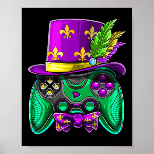 Mardi Gras Videospiel-Controller Narrenhut Kostüm Poster