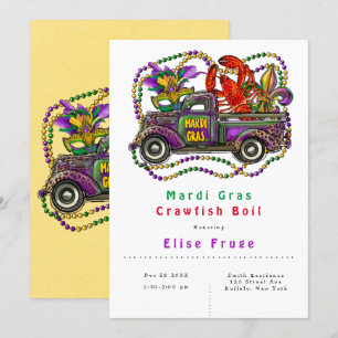 Mardi Gras Vintag Truck Krakfisch Einladung