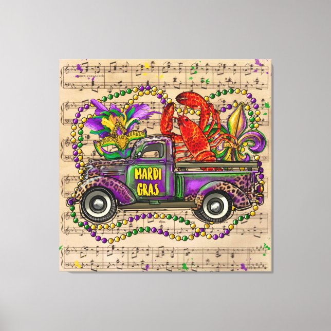 Mardi Gras Vintag Truck Music Lilie Leinwanddruck (Vorderseite)