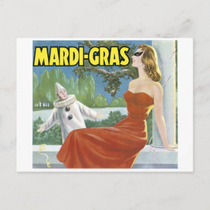 MARDI-GRAS VINTAGE-KUNSTPOSTER POSTKARTE