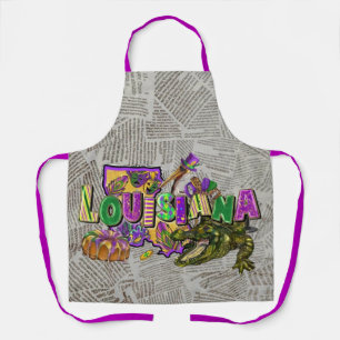 Mardi Gras Vintage-Zeitung King Cake Alligator Schürze