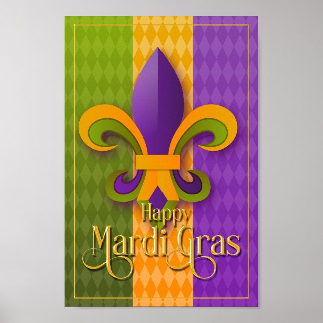 Mardi Gras Wall Art, Mardi Gras Fleur de Lis Poster (Vorne)