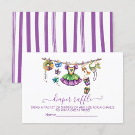 Mardi Gras Wäscheleine Girl Diaper Raffekarte Einladung