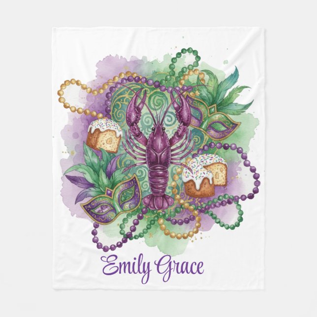 Mardi Gras Watercolor Celebration  Fleecedecke (Vorderseite)