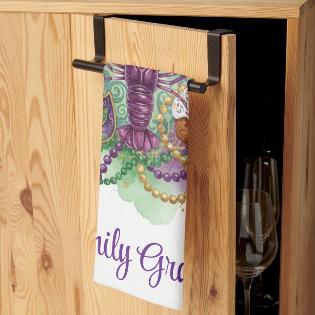 Mardi Gras Watercolor Celebration  Geschirrtuch (Drittel gefaltet)