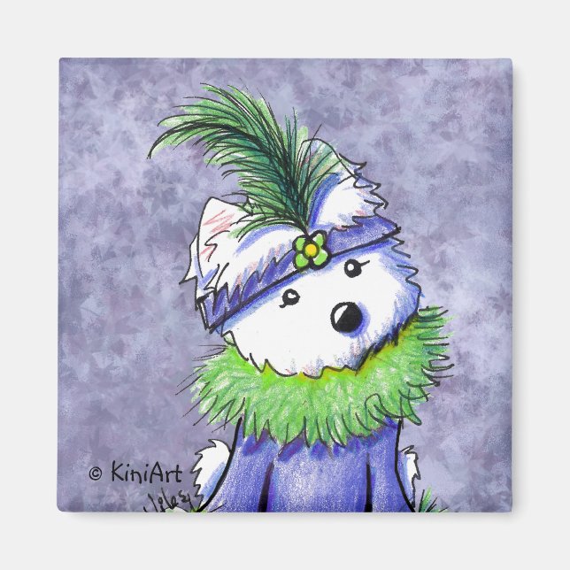 Mardi Gras Westie Magnet (Vorne)