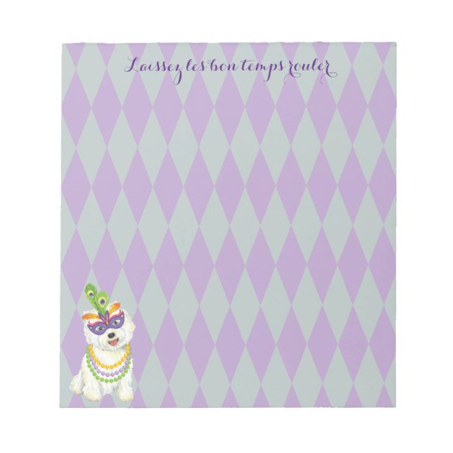 Mardi Gras Westie Notizblock (Vorderseite)