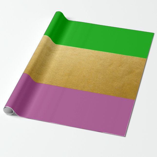 Mardi Gras Wrapping Green Lila Gold Yellow Geschenkpapier (Ungerollt)