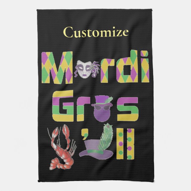 Mardi Gras Y'all Thunder_Cove Geschirrtuch (Vertikal)