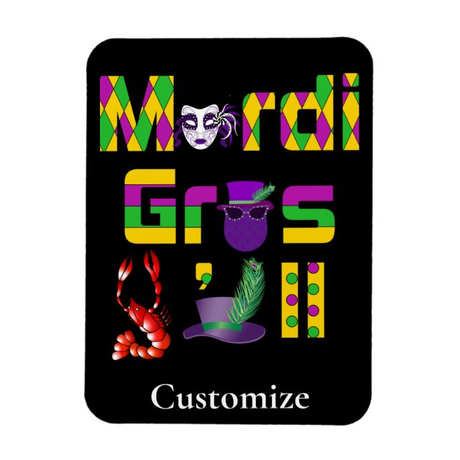 Mardi Gras Y'all Thunder_Cove Magnet (Vertikal)