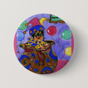 Mardi Gras Yorkie Poo Button