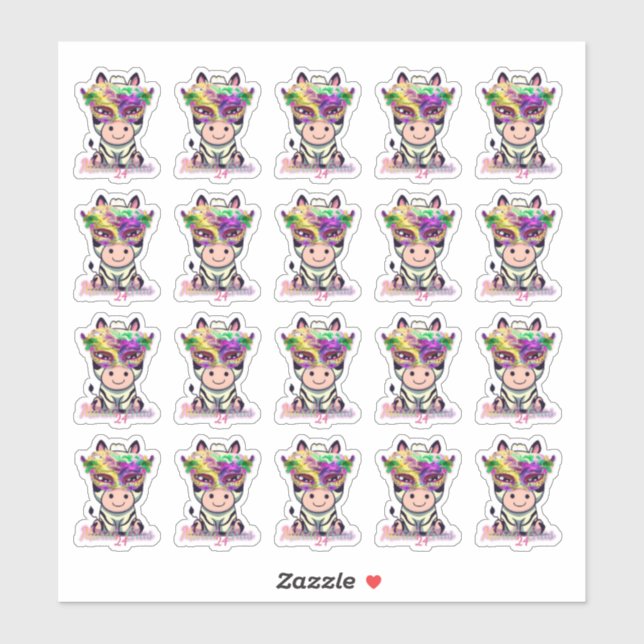 Mardi Gras Zebra! Aufkleber (Blatt)