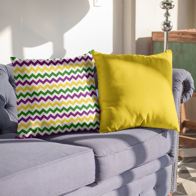 Mardi Gras Zickzack Muster Gold Kissen (Mardi Gras Chevron Pattern Gold Throw Pillow)
