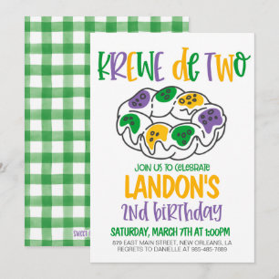 Mardi Gras zum zweiten Geburtstag Einladung