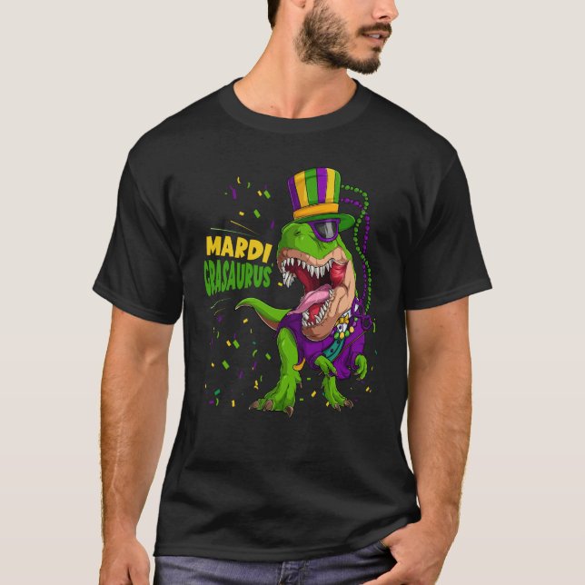 Mardi Grasaurus Mardi Gras Trex Dinosaur Mardi Gra T-Shirt (Vorderseite)