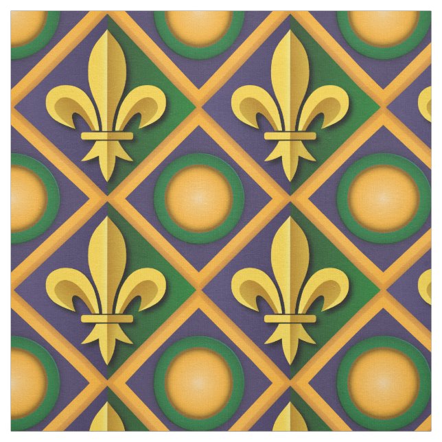 Mardi-Grasmuster mit goldenem Fleur-de-lis Stoff (Muster)