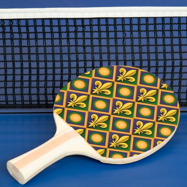 Mardi-Grasmuster mit goldenem Fleur-de-lis Tischtennis Schläger (InSitu)