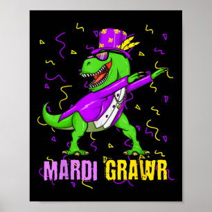 Mardi Grawr T-rex Dino Kleinkind Kids Mardi Gras B Poster