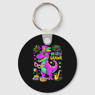 Mardi Grawr T-Rex Dino Mardi Gras Dinosaurier Perl Schlüsselanhänger