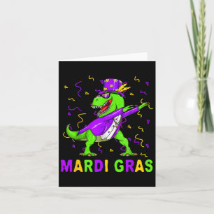 Mardi Grawr T Rex Dinosaur Mardi Gras Bead Costume Karte
