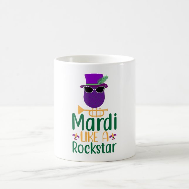 Mardi like a Rockstar Typografy Coffee Tasse (Mittel)