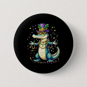 Mardigator Alligator Bruh Funny Mardi Gras Costume Button
