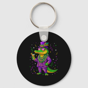 Mardigator Lustiger Mardi Gras Alligator Grafik Ku Schlüsselanhänger