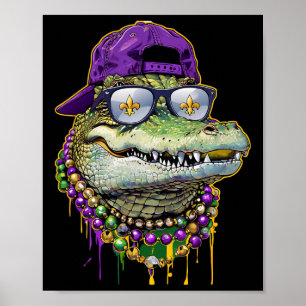 Mardigator Mardi Gras Alligator Kostüm Männer Frau Poster
