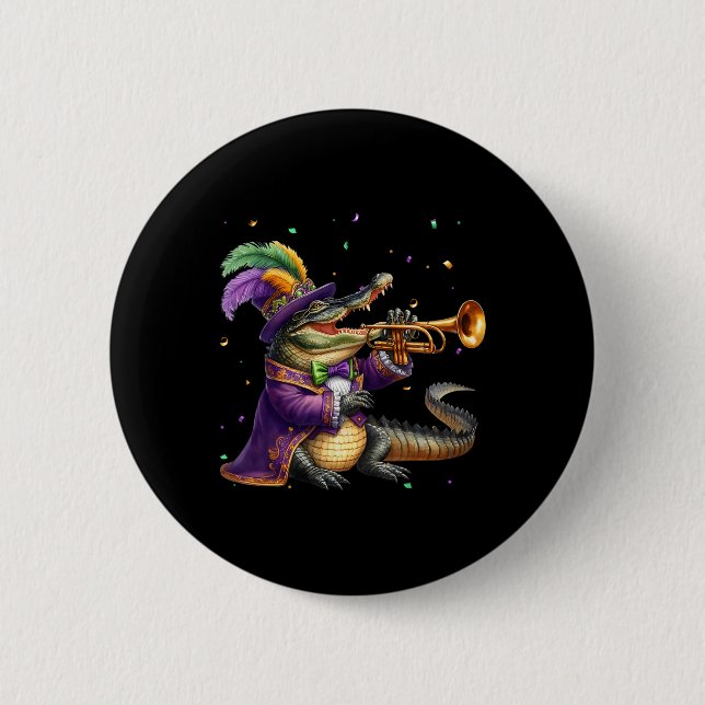 Mardigator Mardi Gras Alligator Kostüme Männer Fra Button (Vorderseite)