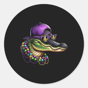 Mardigator Mardi Gras Kostüm Alligator Karneval B Runder Aufkleber