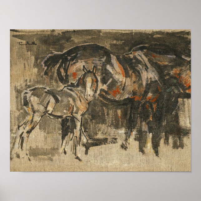 Mare and Foal | Joseph Crawhall Poster (Vorne)