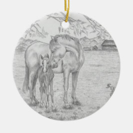 Mare and Foal Keramik Ornament