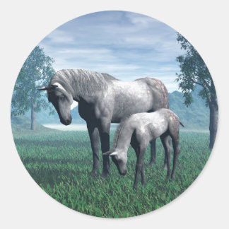 Mare and Foal Runder Aufkleber