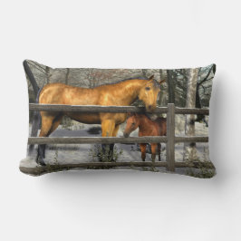 Mare and Foor in Winter Lumbar Kissen