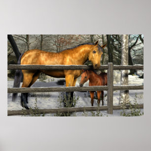 Mare and Foot in Winter Poster