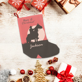 Mare E Christmas Cowboy Silhouette Boot Kleiner Weihnachtsstrumpf