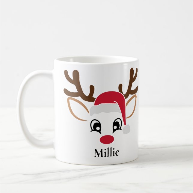 Mare Santa Hat Reindeer Christmas Mug (Gauche)