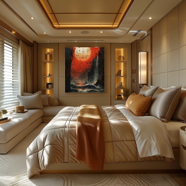 Marea de Luna Sangrienta Paisaje Marino Surrealisa Poster (Von Creator hochgeladen)