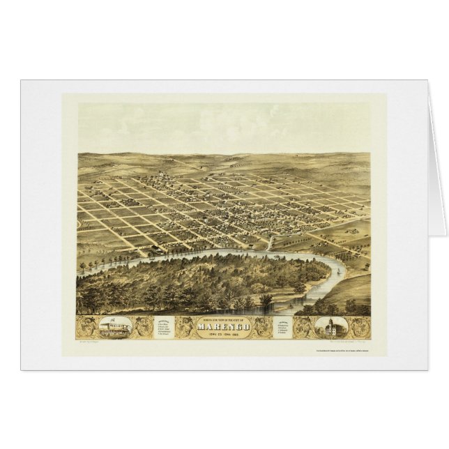 Marengo, IA panoramische Karte - 1868 (Vorderseite (Horizontal))