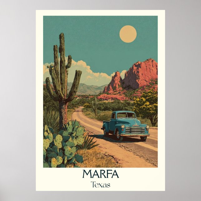Marfa Texas Wüstenblick Kunst Poster (Vorne)