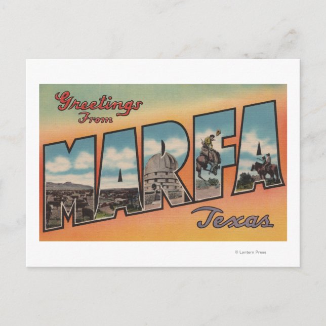 Marfa, TexasGroße BriefszenenMarfa, TX Postkarte (Vorderseite)