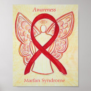 Marfan Syndrome Awareness Red Angel Ribbon Posters Poster