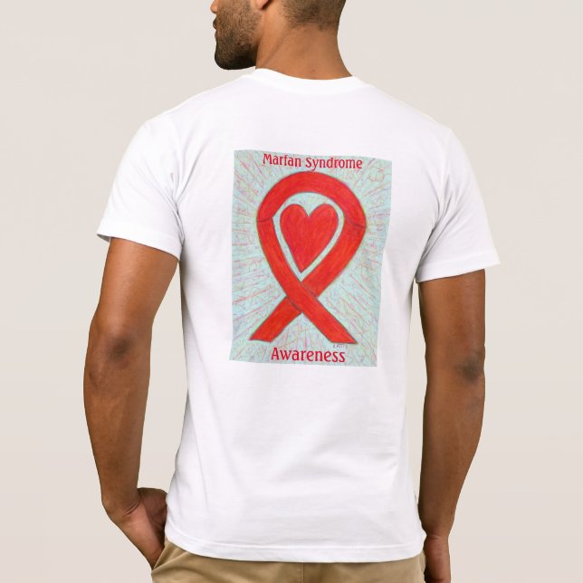 Marfan Syndrome Awareness Red Ribbon Custom Shirts (Rückseite)