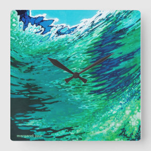 Margaret Juul Artwork Ocean Wave Modern Clock Quadratische Wanduhr
