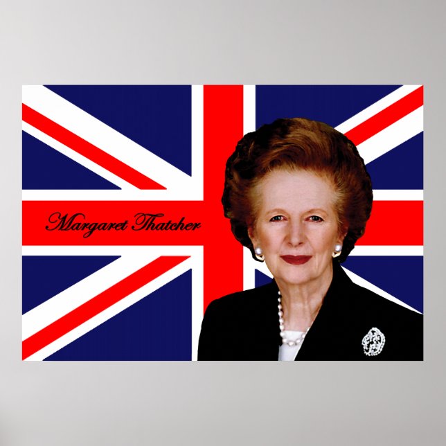 Margaret Thatcher - Britische Flagge Poster (Vorne)