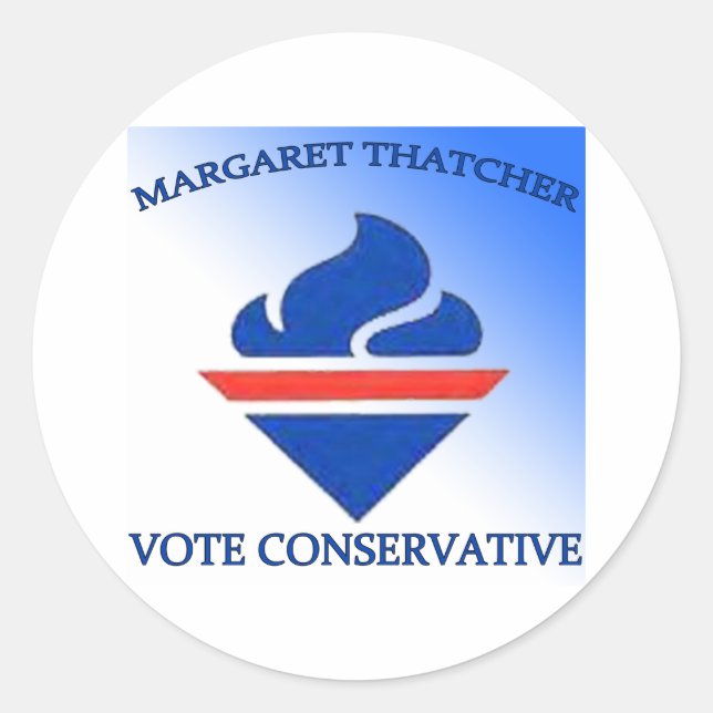 Margaret Thatcher stimmt konservativ Runder Aufkleber (Vorderseite)